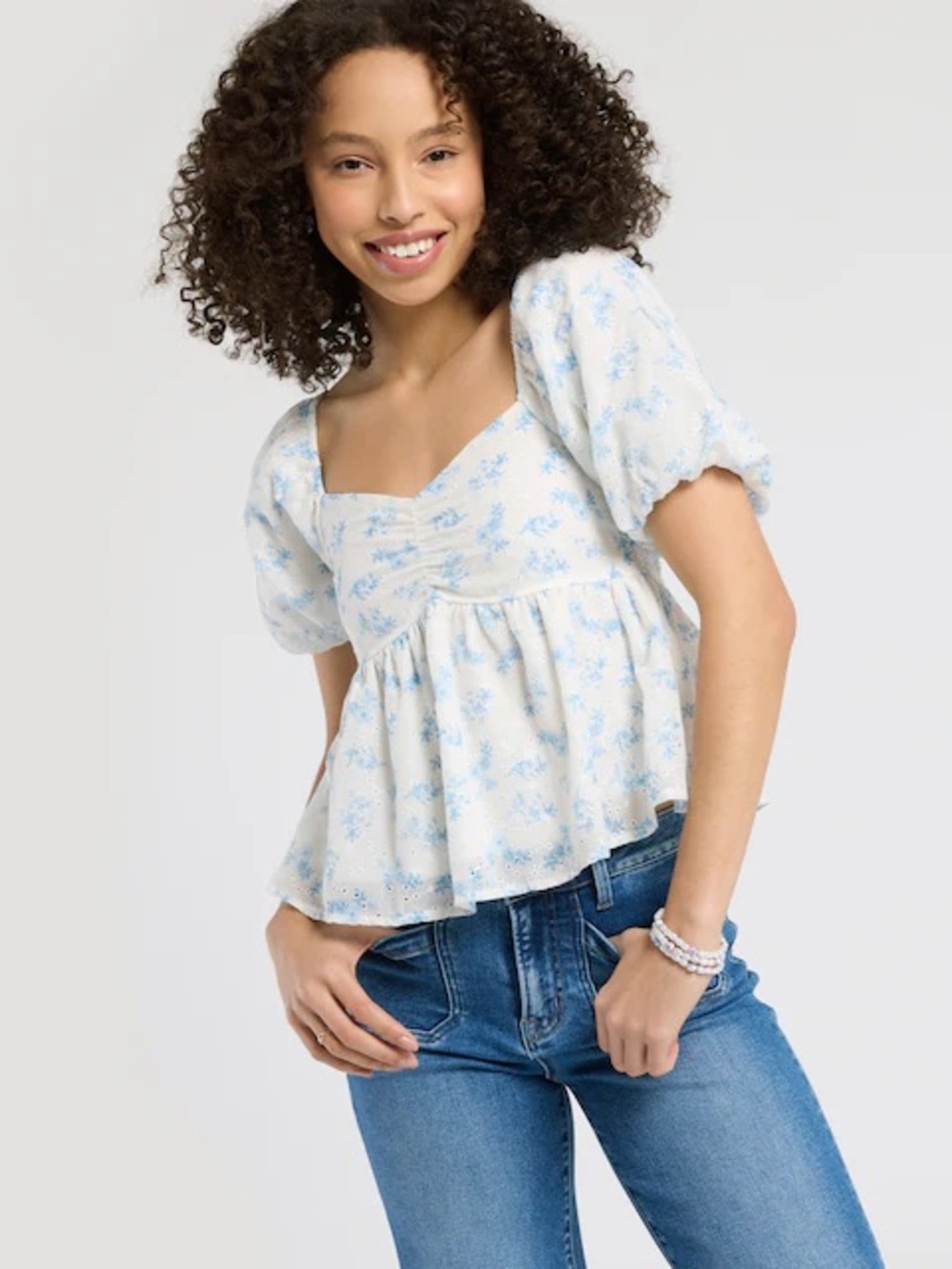 Camarosa Floral Ruffle Babydoll Top, nwt, sz Xs